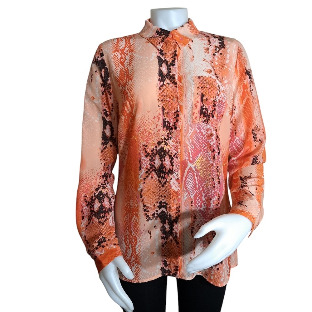 Worthington Women's Blouse Snake Print Pink Bobby Ray Size M 100% Luxurious Silk